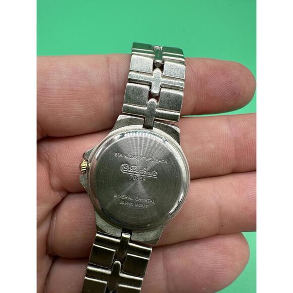 Vintage Dufonte Lucien Piccard Watch Women Gold/Silver Tone W/Rhinestone Bezel